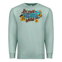 Seafoam western cowgirl and sunflower with hat and cowhide leopard Premium Sweatshirt - Artiststas