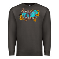 Smoke western cowgirl and sunflower with hat and cowhide leopard Premium Sweatshirt - Artiststas