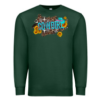 Sports Green western cowgirl and sunflower with hat and cowhide leopard Premium Sweatshirt - Artiststas