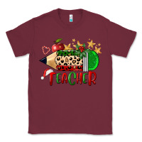 Burgundy Christmas Teacher Pencil Classic Tee - FaDigitalArtStudio