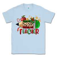 Dusty Blue Christmas Teacher Pencil Classic Tee - FaDigitalArtStudio