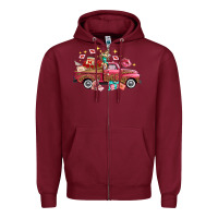 Burgundy valentine's day truck photography love side view Zipper Hoodie - FaDigitalArtStudio