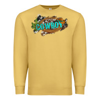 Antique Gold western cowboy and hat with cactus and cowhide Premium Sweatshirt - Artiststas