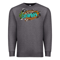 Charcoal Heather western cowboy and hat with cactus and cowhide Premium Sweatshirt - Artiststas