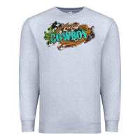 Heather Grey western cowboy and hat with cactus and cowhide Premium Sweatshirt - Artiststas