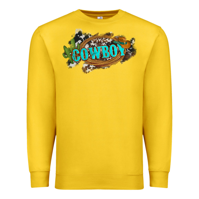 Western Cowboy And Hat With Cactus And Cowhide Premium Sweatshirt by Artiststas | Teevron