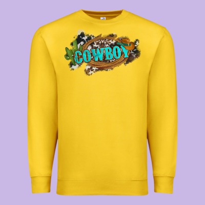 Western Cowboy And Hat With Cactus And Cowhide Premium Sweatshirt Designed By Artiststas