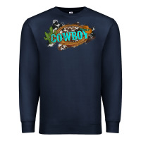 Navy western cowboy and hat with cactus and cowhide Premium Sweatshirt - Artiststas
