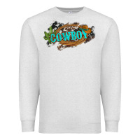 Oatmeal Heather western cowboy and hat with cactus and cowhide Premium Sweatshirt - Artiststas