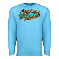 Ocean Blue western cowboy and hat with cactus and cowhide Premium Sweatshirt - Artiststas