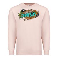 Pale Pink western cowboy and hat with cactus and cowhide Premium Sweatshirt - Artiststas