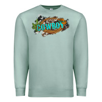 Seafoam western cowboy and hat with cactus and cowhide Premium Sweatshirt - Artiststas
