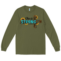 Army Green she i̇s strong western cross Long Sleeve Tee - RanaPortraitStore