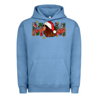 Pigment Pebble Blue Western Mom With Woman In Santa Hat Urban Hoodie - BundleAndBundleShop