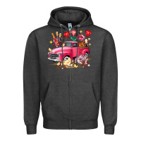 Charcoal Heather valentine's day truck farm animals Zipper Hoodie - FaDigitalArtStudio