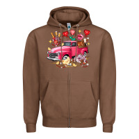 Chestnut valentine's day truck farm animals Zipper Hoodie - FaDigitalArtStudio