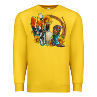 Lemon western cactus bullskull and boots with sunflowers and serape leopard Premium Sweatshirt - Artiststas