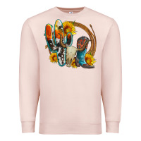 Western Cactus Bullskull And Boots With Sunflowers And Serape Leopard Premium Sweatshirt | Teevron