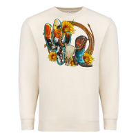 Sandshell western cactus bullskull and boots with sunflowers and serape leopard Premium Sweatshirt - Artiststas