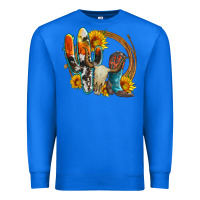 True Royal western cactus bullskull and boots with sunflowers and serape leopard Premium Sweatshirt - Artiststas