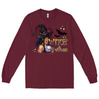 Burgundy Black Witch Vibes Long Sleeve Tee - texasbilliewilder