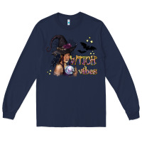 Navy Black Witch Vibes Long Sleeve Tee - texasbilliewilder