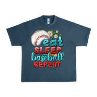 Midnight Navy eat sleep baseball repeat Urban Heavy Tee - texasbilliewilder