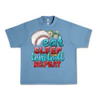 Pebble Blue eat sleep baseball repeat Urban Heavy Tee - texasbilliewilder