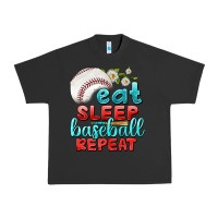 Pigment Black eat sleep baseball repeat Urban Heavy Tee - texasbilliewilder