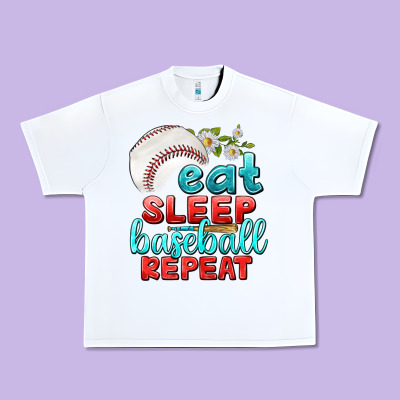 Urban Heavy Tee eat sleep baseball repeat