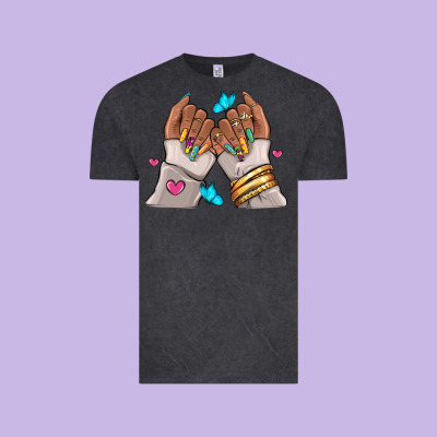 Vintage Tee Afro woman nail art