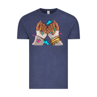 Vintage Denim Afro woman nail art Vintage Tee - RanaPortraitStore