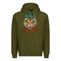 Army Green wild heart tiger college western Premium Hoodie - NancyCooperArtShop