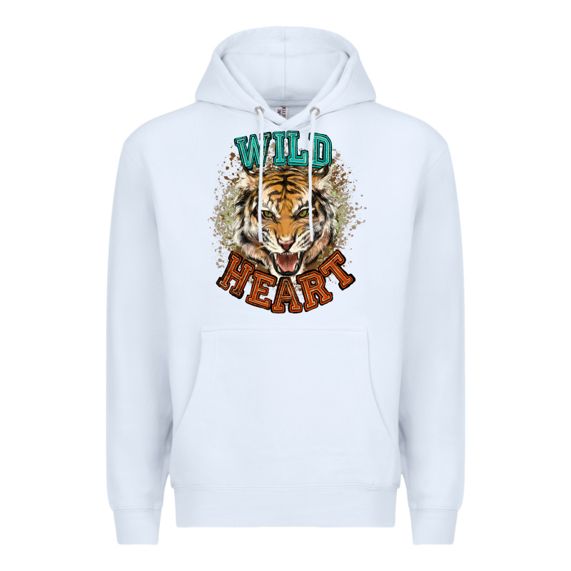 Wild Heart Tiger College Western Premium Hoodie by NancyCooperArtShop | Teevron