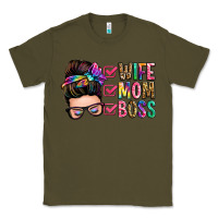 Army Green wife mom boss messy bun Classic Tee - Zillion Design Studio