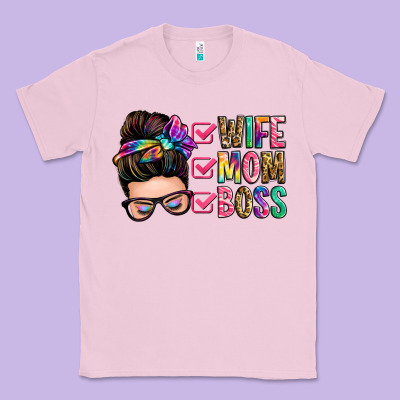 Wife Mom Boss Messy Bun Classic Tee Designed By Zillion Design Studio