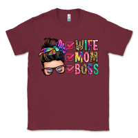 Burgundy wife mom boss messy bun Classic Tee - Zillion Design Studio
