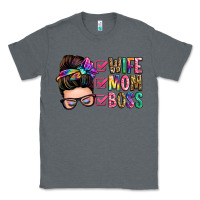 Charcoal Heather wife mom boss messy bun Classic Tee - Zillion Design Studio