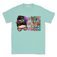 Seafoam wife mom boss messy bun Classic Tee - Zillion Design Studio