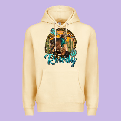 Western Rowdy Premium Hoodie Designed By Nancycooperartshop
