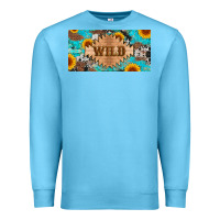 Ocean Blue western wild and sunflower leopard turquoise cowhide licanse plate Premium Sweatshirt - Artiststas