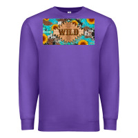 Purple western wild and sunflower leopard turquoise cowhide licanse plate Premium Sweatshirt - Artiststas