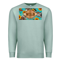 Seafoam western wild and sunflower leopard turquoise cowhide licanse plate Premium Sweatshirt - Artiststas