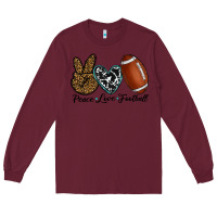 Burgundy peace love football Long Sleeve Tee - RanaPortraitStore