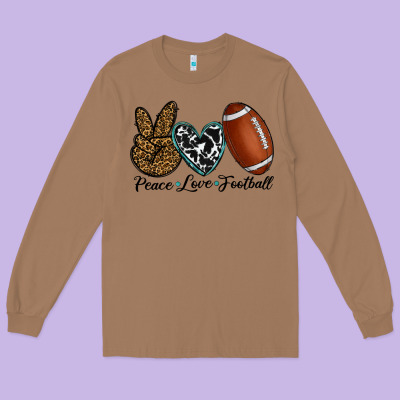 Peace Love Football Long Sleeve Tee Designed By Ranaportraitstore