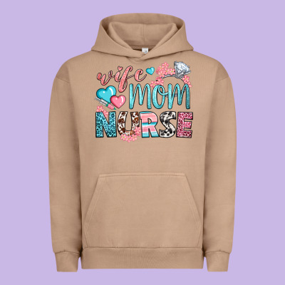 Wife Mom Nurse Urban Hoodie Designed By Bundleandbundleshop