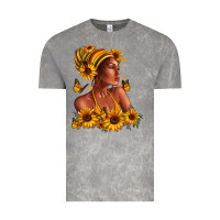 Cloud Rock Afro American woman sunflowers Vintage Tee - RanaPortraitStore