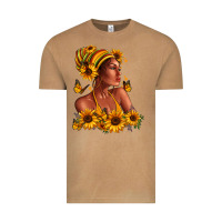 Vintage Camel Afro American woman sunflowers Vintage Tee - RanaPortraitStore