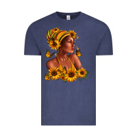Afro American Woman Sunflowers Vintage Tee | Teevron
