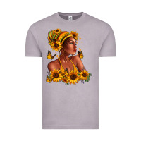 Vintage Zinc Afro American woman sunflowers Vintage Tee - RanaPortraitStore